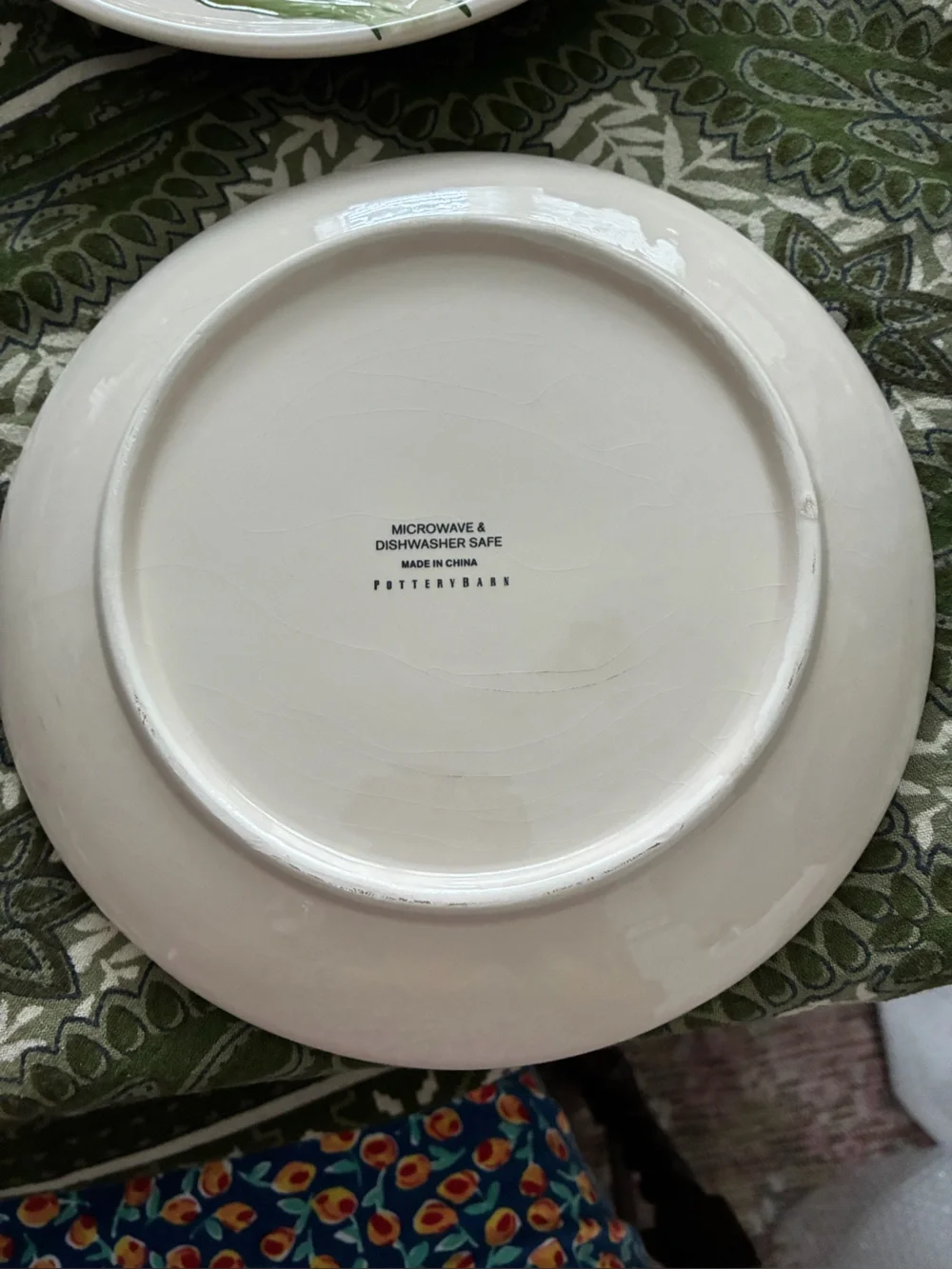 Pottery Barn Handpainted Artichoke Plates re 2010. Some crazing, no chips,stains